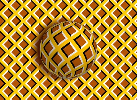 ilusão de ótica 3d abstrata com bola em movimento vetor premium