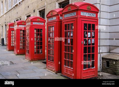 Red Phone Booths London England Great Britain Stock Photo Alamy