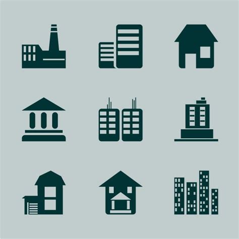 Buildings Icons Pack Royalty Free Stock Svg Vector
