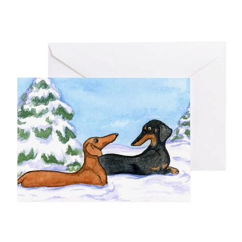 Angelsinside Greeting Card Dachshunds Through Snow Christmas Card