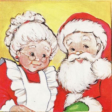 Mr And Mrs Santa Claus Christmas Graphics Vintage Christmas Cards