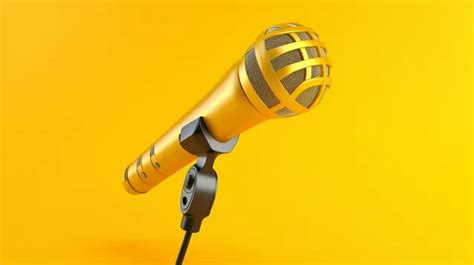 Yellow Background With Microphone Perfect For Podcasts Or