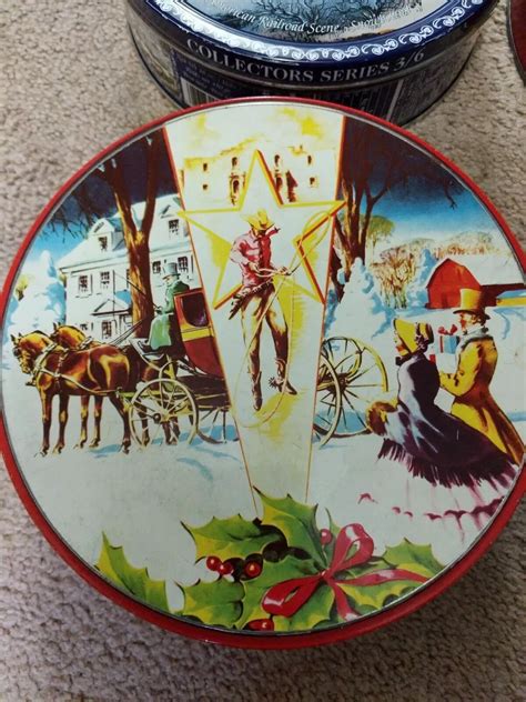 Lot Of 4 Vintage Cookie Collectible Tins Masters Currier And Ives Lane