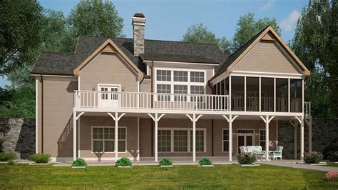 Craftsman Style Lake House Plan Walkout Basement Architecture Plans