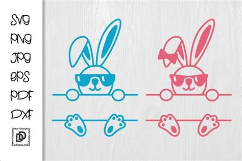 Bunny Monogram Easter SVG Files, Split Bunny, (1199342)