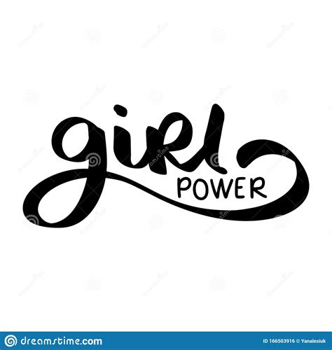 Girl Power Vector Inscription Grl Pwr Hand Lettering Feminist Slogan