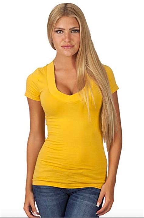 Sexy Plus Size Low Cut Cleavage Wide Band V Neck T Shirt Tee Top 1x2x3x