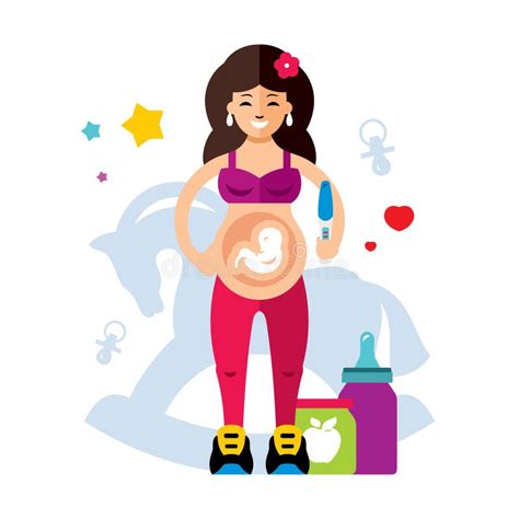 Pregnancy And Woman Flat Style Colorful Vector Cartoon Illustration