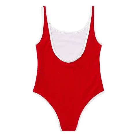 Hundred Pieces Terry Cloth Swimsuit Palm Smile Red Garmentory