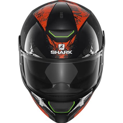 Shark Skwal Trooper Black Orange White Motorcycle Helmet Led Light