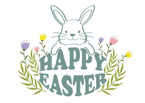 Happy Easter Vector Colorful Symbol Logo With A Cartoonish Easter Bunny