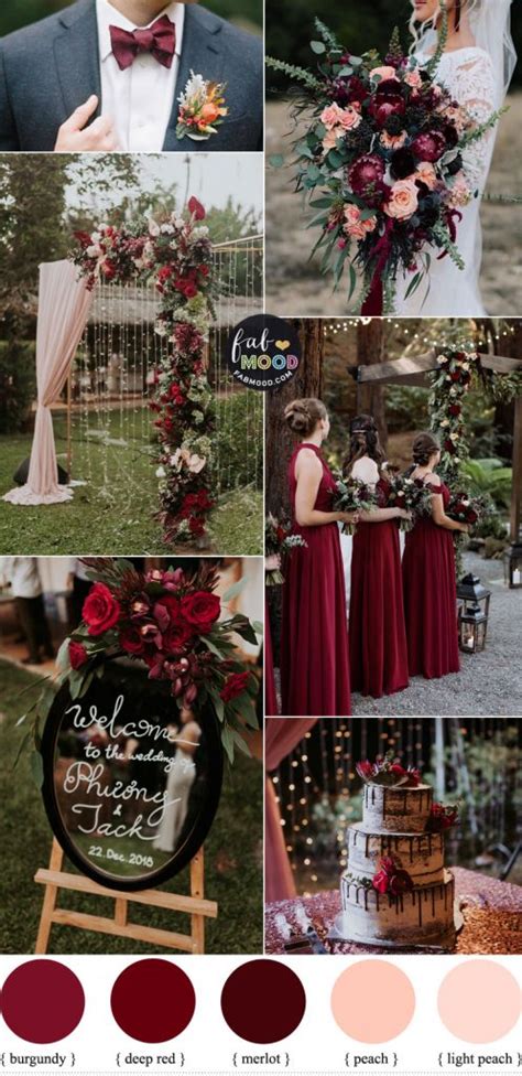 Burgundy Deep Red And Peach Autumn Wedding Colour