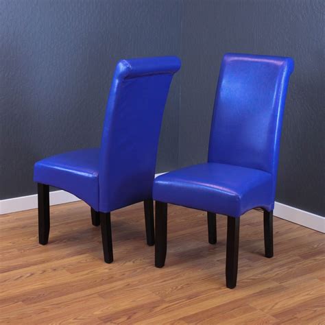 Milan Faux Leather Blue Dining Chairs Set Of 2