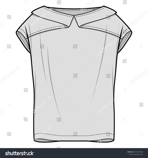 Blouse Fashion Flat Sketch Template Stock Vector Royalty Free