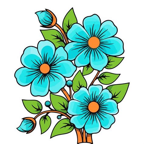 Premium Vector Blue Flowers Vector Illustration