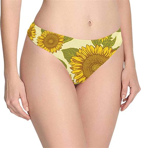Amazon Com Custom Nolvelty Summer Sunflower Women S Thongs Panties