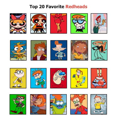 Top 20 Favorite Cartoon Redhead Characters By Marjulsansil On Deviantart