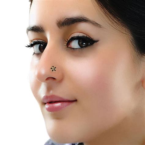 Designer Meenakari Black Diamond Floral Nose Ring Or Nose Pin Shreevaram 3375513