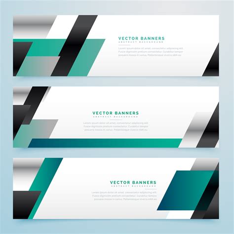 Modern Business Style Banners Set In Geometric Shapes Download Free