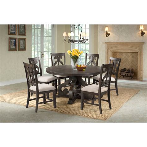 Picket House Furnishings Stanford Round 7pc Dining Set Round Table And 6