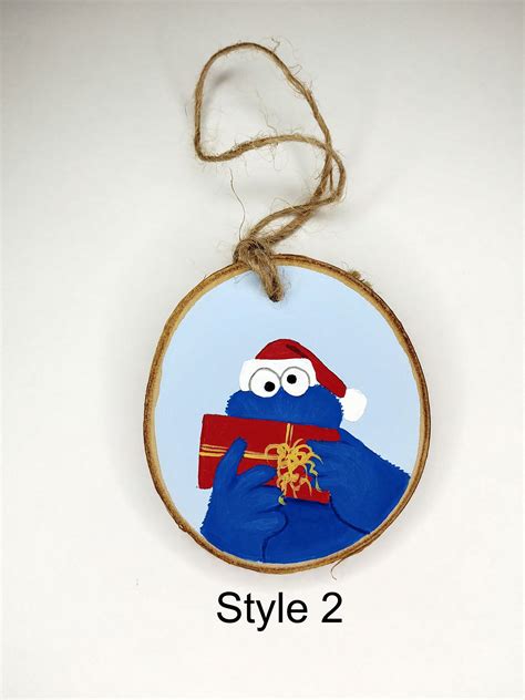 Cookie Monster Ornament Sesame Street Ornament Wood Slice Etsy