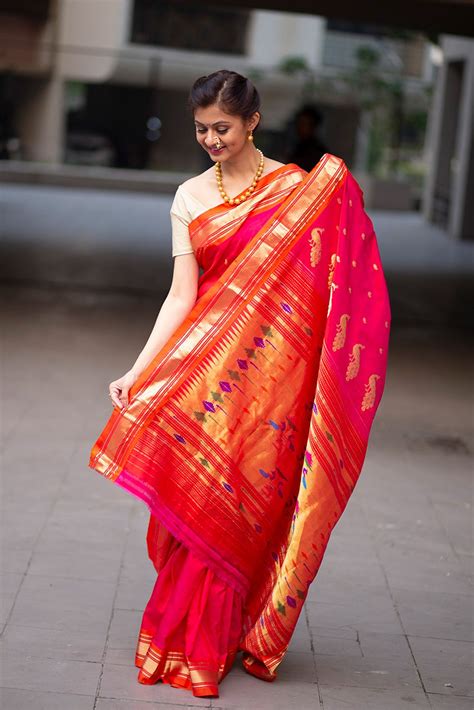 Yeola Paithani Pink And Orange In 2020 Pattu Saree Blouse Designs