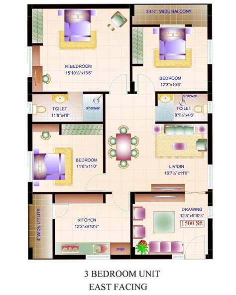 Popular Ideas 44 3 Bhk House Plan In 1000 Sq Ft East Facing