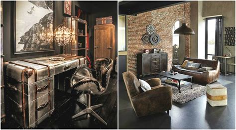 Use the wall mural with old map will be a great idea. Steampunk Living Room Ideas | Noconexpress