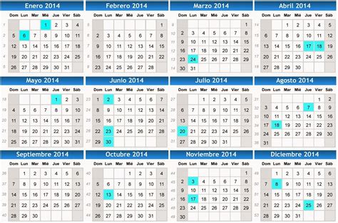 Calendario 2014 Colombia Con Festivos Y Fechas Para Imprimir