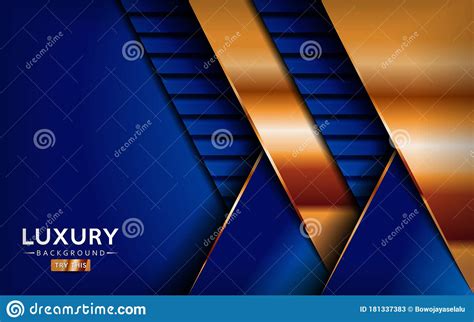 Luxurious Premium Blue Abstract Background With Golden Lines Overlap