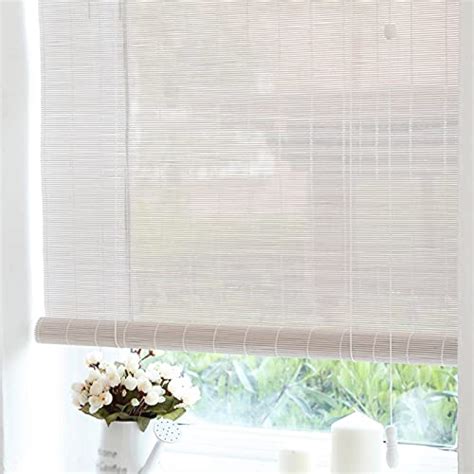 White Bamboo Blinds And Shades Roll Up Blinds Outdoor Blinds