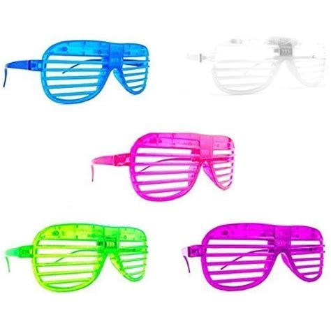 set of 12 multi color flashing led light up slotted shutter sunglasses party may ebay