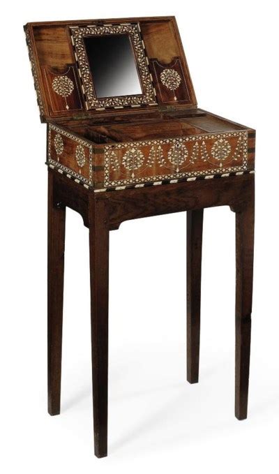 An Anglo Indian Ivory Inlaid Hardwood Dressing Table Box Mid 19th
