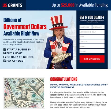 Government Grants Agency Responsive Landing Page Design Templates For