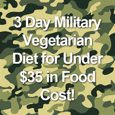 3 Day Military Vegetarian Diet For Under 35 In Food Cost