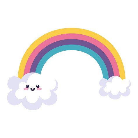 Cute Rainbow With Clouds Kawaii Style 4833182 Vector Art At Vecteezy