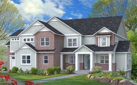 Mahogany is a rich color that works really well with lighter shades of gray. Red brick with light grey siding & shingles and a dark ...