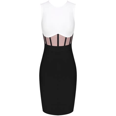 luxury women bandage dress black and white bodycon dress evening club outfits jkp4687