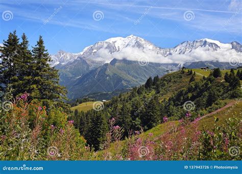 The Beauty Of Mountain Landscape French Alps View Of Mont Blanc Stock