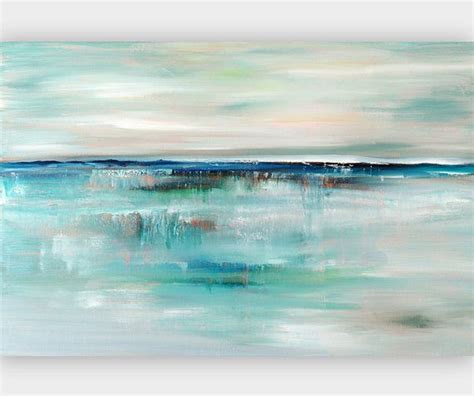 Abstract Seascape Giclee Print Turquoise Blue Art Print On Canvas From