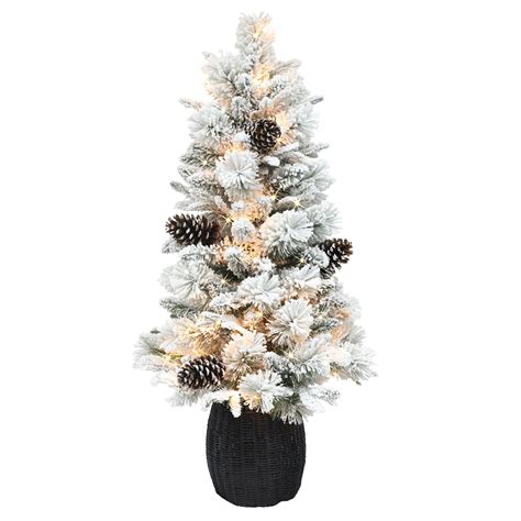 35 Pre Lit Flocked Artificial Christmas Tree Clear Lights