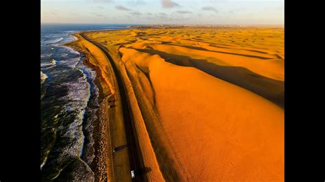 Namibia Sand Dunes Meet Ocean Aerial Drone Gallery Песчаные дюны и
