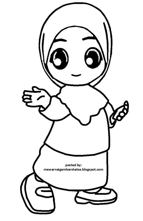 Kartun Wanita Muslimah Hitam Putih 444x444 Download Hd Kartun