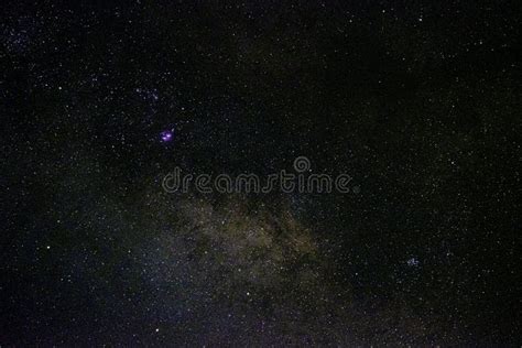 Close Up Shot Of Milky Way Core With Starry Night Sky Background Stock