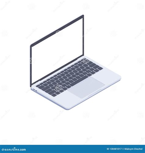 Isometric Laptop With Blue Gradient Screen Isolated On White Background