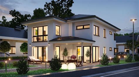 Einfamilienhaus stadtvilla neubau modern mit garage, walmdach & terrasse bauen, haus grundriss offen, 5 zimmer, 180 qm groß, 3 kinderzimmer / arbeitszimmer, treppe mit podest. Bildergebnis für stadtvilla rechteckig | Stadtvilla, Haus ...