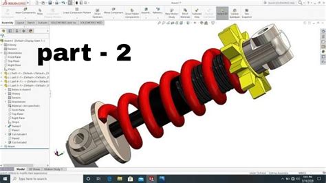 Part 2 Spring Shock Absorber Assembly And Animation In Solidworks