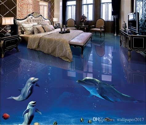 Dolphin Mother Deep Sea World 3d Stereo Bathroom Floor Tiles 3d Floor