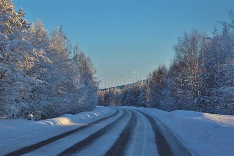 Beautiful Winter Road In Norrbotten Stock Photo Image Of Fantasy