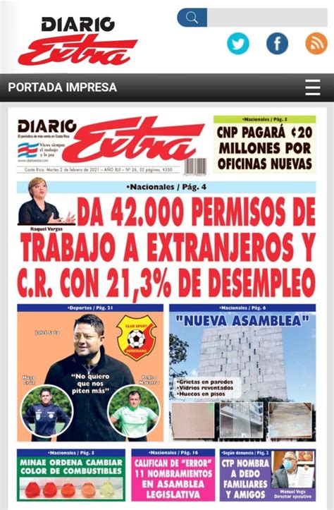 Portada Diario Extra 222021 PeriÓdico Digital Y Programa Radial La